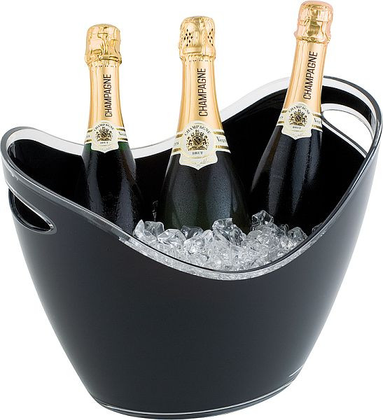 APS refrigeratore per vino/champagne, 35 x 27 cm, altezza: 25,5 cm, MS, nero, 6 litri, con 2 aperture laterali, adatto per più bottiglie, 36054