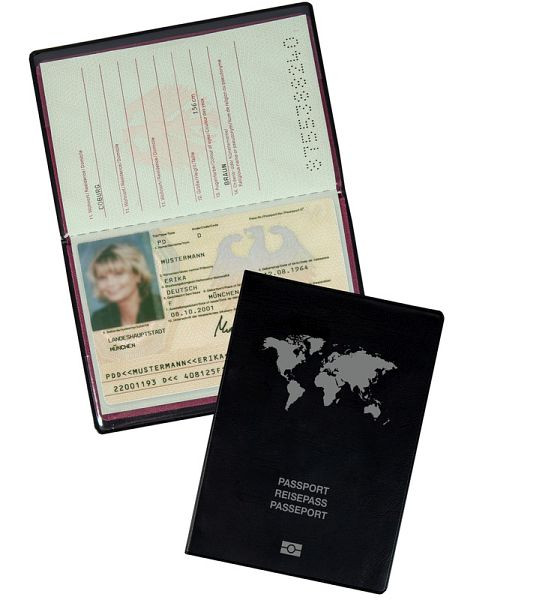 Copertina per passaporto Eichner in pellicola in PVC, nera, 9707-00232