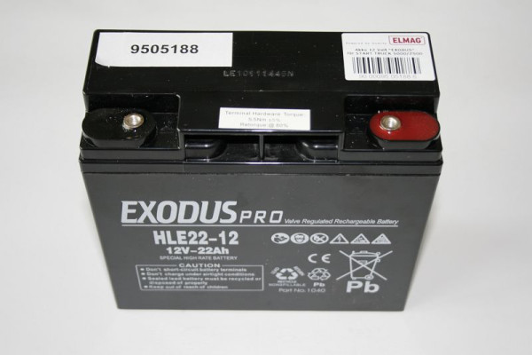 Batteria ELMAG 12 volt 'EXODUS' per START TRUCK 5000/2500 (2200/4400) (2x) e START BOOSTER 2500 (2200) (1x), 9505188