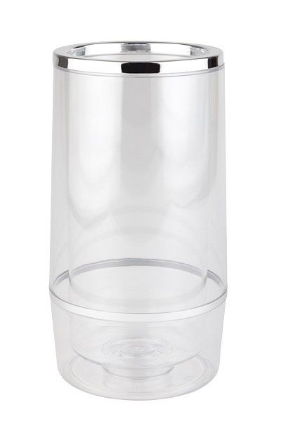 Raffreddatore per bottiglie APS, Ø esterno 12 cm, altezza: 23 cm, PS, trasparente, Ø interno 10 cm, doppia parete, bordo/anello cromato, 36032