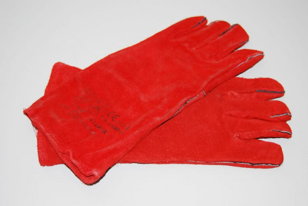 Guanti da sabbiatura ELMAG, pelle rossa, 5 dita, robusti ed elastici, 21565