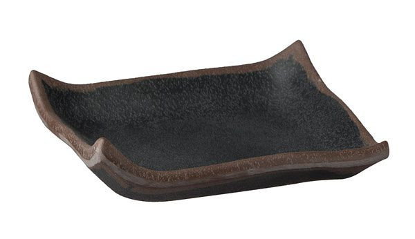 Vassoio APS -MARONE-, 14,5 x 14,5 cm, altezza: 2 cm, melamina, nero, con bordo marrone, 84103