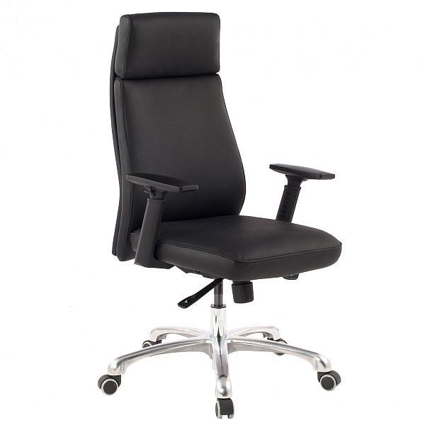 Sedia da ufficio Amstyle Porto in vera pelle nera ergonomica con poggiatesta, SPM1.800