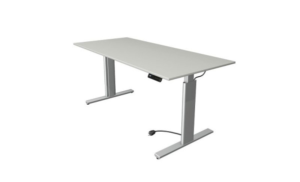 Kerkmann Move 3 tavolo sit/stand argento, L 1800 x P 800 mm, regolabile elettricamente in altezza da 720-1200 mm, grigio chiaro, 10233111