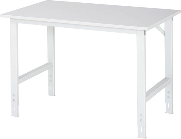 Tavolo da lavoro serie RAU Tom (6030) - regolabile in altezza, piastra in melamina, 1250x760-1080x800 mm, 06-625M80-12.12