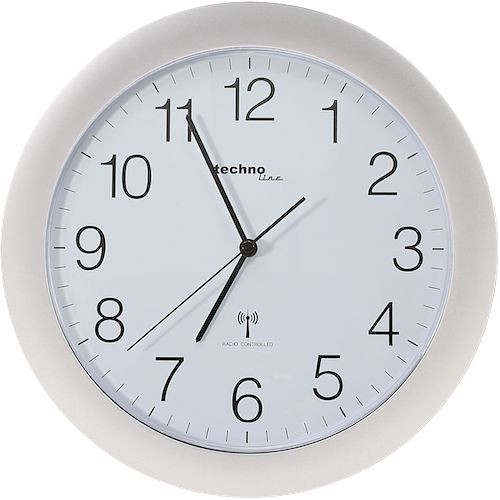 Technoline orologio da parete radiocontrollato argento, orologio radiocomandato in plastica, dimensioni: Ø 30 cm, orologio al quarzo, WT 8000 argento