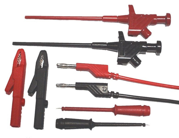 Set di apparecchiature di prova Busching composto da 2 cavi di misura, sonde di prova a serraggio, sonde di prova, pinza pick-up, AK-789050