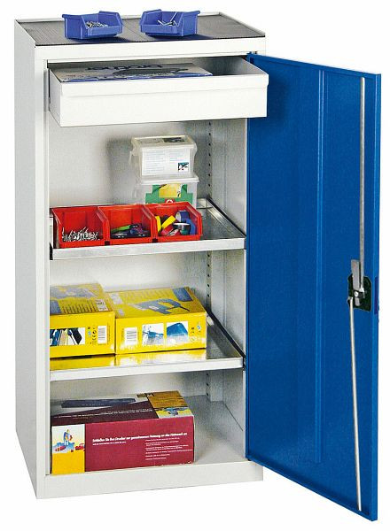 armadio per utensili e materiali blunt serie 2000, 7035/5010, 1 cassetto, 2 ripiani, 2001174