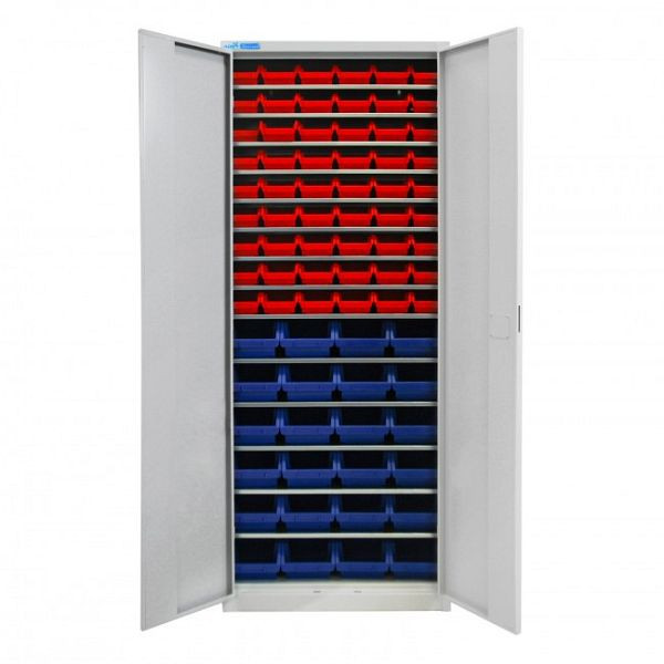 Armadio ADB a doppia anta con 78 contenitori, dimensioni LxLxH: 170x240x126 mm, colore: blu, colore: rosso, 40826