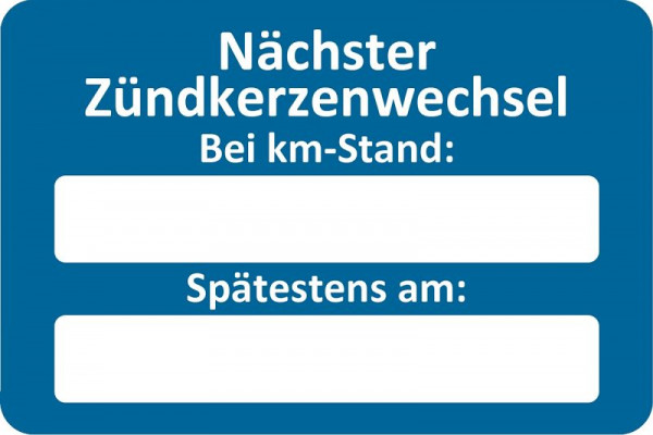 Adesivo del servizio clienti Eichner, blu, testo: Prossimo cambio candela a, PU: 250 pezzi, 9220-00059