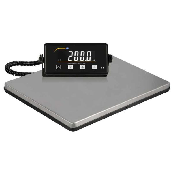 PCE Instruments, bilance a piattaforma con certificato di calibrazione ISO massimo 200 kg, display LC, ampia superficie di pesata, PCE-PB 200N