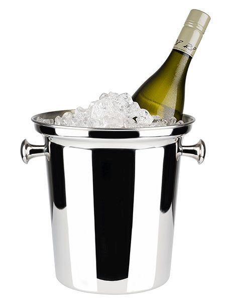 Raffreddatore per vino/champagne APS, Ø 21,5 cm, altezza: 22 cm, acciaio inossidabile lucidato, interno opaco, con massicce maniglie a bottone, stabile, bordo arrotolato, 36028