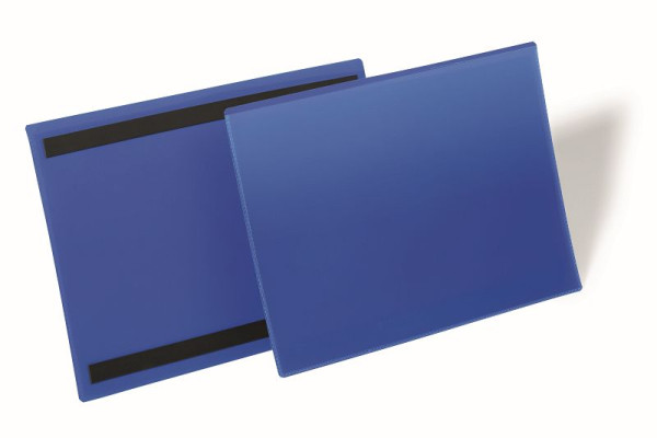 Tasca identificativa magnetica DURABLE A4 orizzontale, blu scuro, confezione da 50, 174507