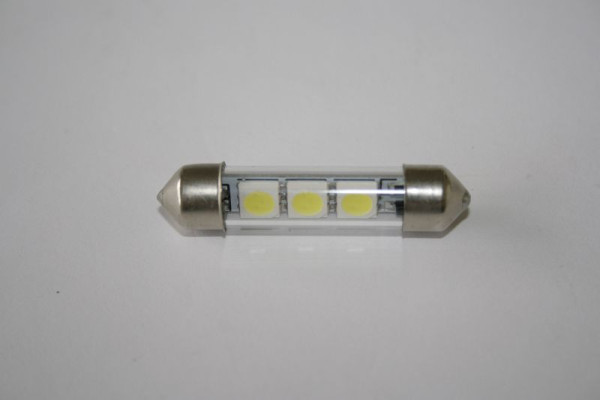 ELMAG Lampada LED 'Soffitte 39mm', 3x SMD a 3 chip, angolo del fascio di 150°, colore della luce bianco, lunghezza 39 mm (installabile da 36-40 mm) Ø 9 mm, 9503392