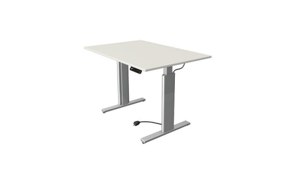 Kerkmann Move 3 tavolo sit/stand argento, L 1200 x P 800 mm, regolabile elettricamente in altezza da 720-1200 mm, bianco, 10231510