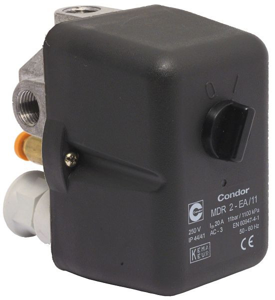 Pressostato ELMAG CONDOR, MDR 3 EA/11 bar, 400 volt (16 - 20 A), inclusa valvola limitatrice di pressione EV3 S, 11918