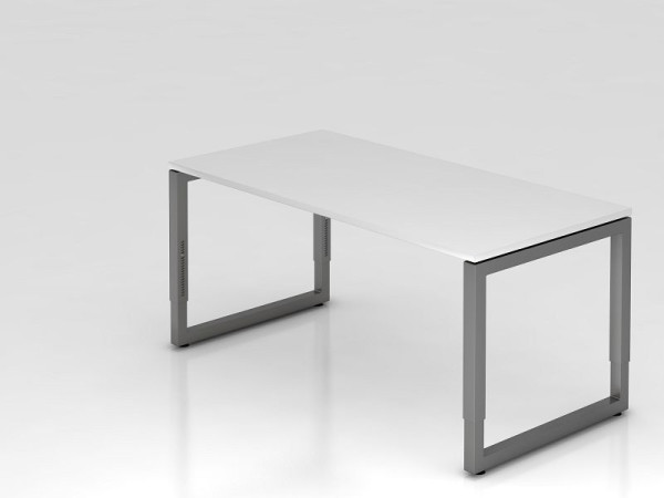Scrivania Hammerbacher O-foot quadrata 160x80 cm bianco/grafite, forma rettangolare con piano mobile, VRS16/W/G