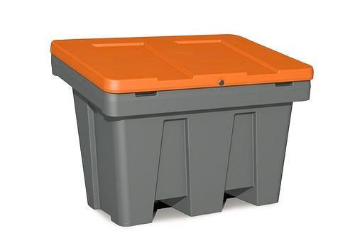 Contenitore in graniglia DENIOS tipo GB 300, realizzato in polietilene (PE), volume 300 litri, coperchio arancione, 241-878