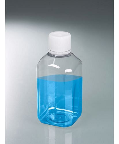 Bottiglie da laboratorio DENIOS in PET, sterili, cristalline, con graduazione, 500 ml, UI: 24 pezzi, 281-749