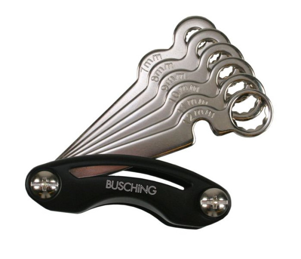 Set di chiavi per spurgo freni Busching in supporto pieghevole 6 pezzi, contenuto del set: 7, 8, 9, 10, 11, 12 mm, 100847