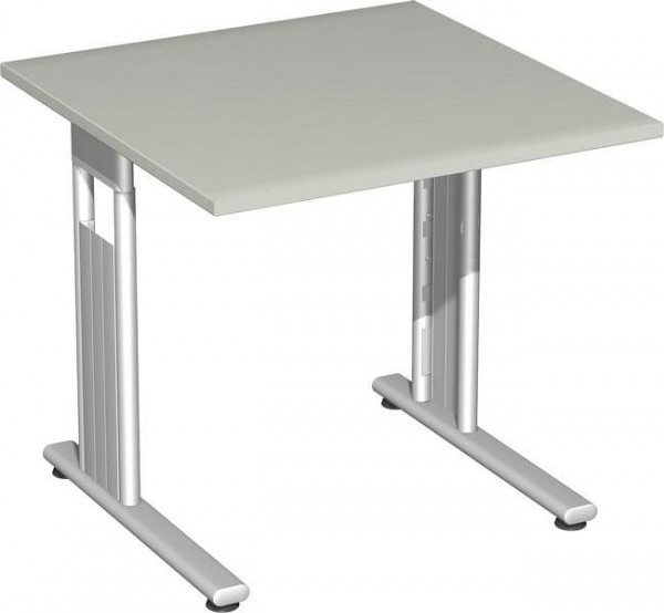 scrivania geramöbel altezza fissa, base C flex, 800x800x720, grigio chiaro/argento, S-618101-LS