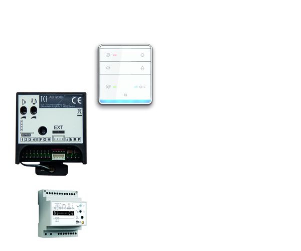 TCS comando porta audio: pack installazione per 1 unità abitativa, con altoparlante integrato ASI12000, 1x vivavoce ISW5010, centrale BVS20, PPIF01/01
