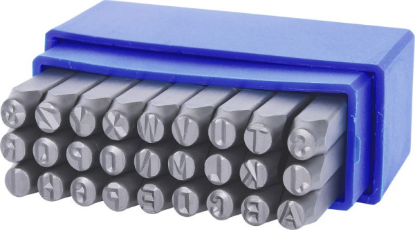 Set di timbri per goffratura con lettere KS Tools, 27 pezzi, 156.0468