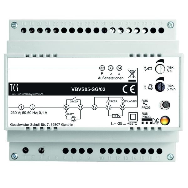 Unità di alimentazione e controllo TCS VBVS05-SG/02 per impianti audio e video 1 linea, 6 TE, VBVS05-SG/02