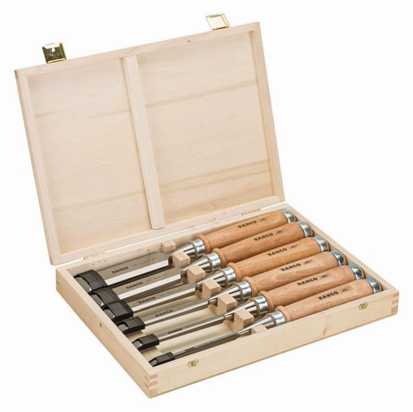 Set di scalpelli per legno Bahco, 6,10,12,18,25,32 mm, in scatola di legno, 425-083