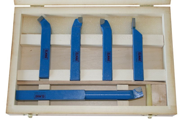Set di utensili per tornitura ELMAG 12x12 ISO, 5 pezzi, 1 utensile per tornitura ciascuno ISO 2R, 6 R e L, 7R, 8, 89020