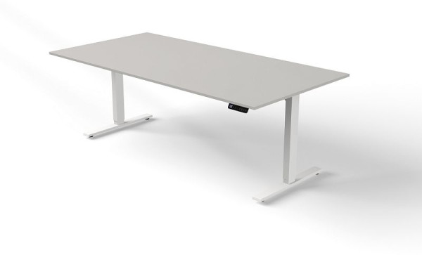 Tavolo per sedersi/in piedi Kerkmann L 2000 x P 1000 mm, regolabile elettricamente in altezza da 720-1200 mm, colore: grigio chiaro, 10381911