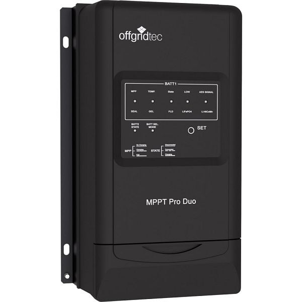 Regolatore di carica Offgridtec MPPT Pro Duo 30A 12V 24V per due circuiti batteria, 1-01-011200