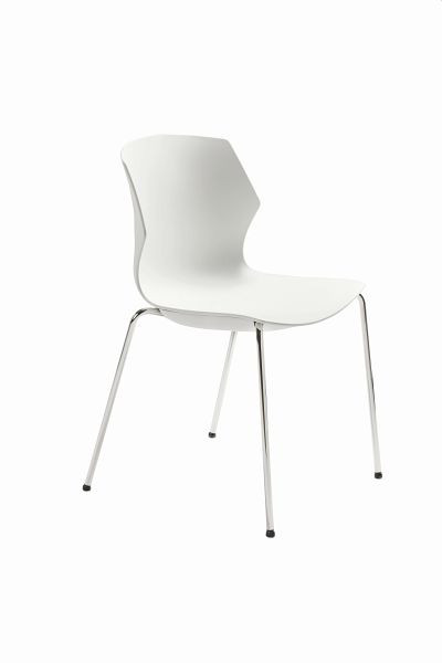 Mayer Sitzmöbel myPRIMO sedia impilabile, scocca in plastica bianca, struttura cromata, 2510_01_02