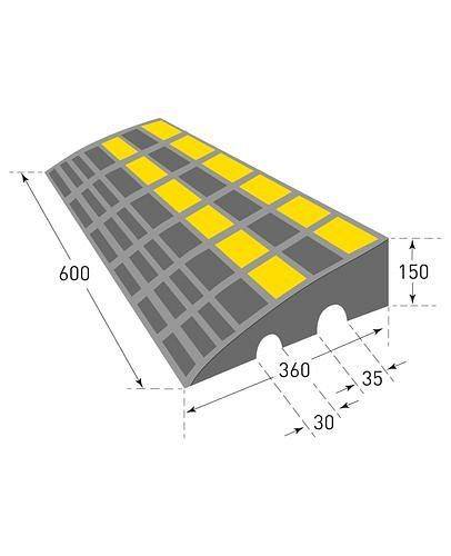 Rampa per marciapiede DENIOS, gomma, nero-giallo, con superficie antiscivolo, H 150 mm, 248-347