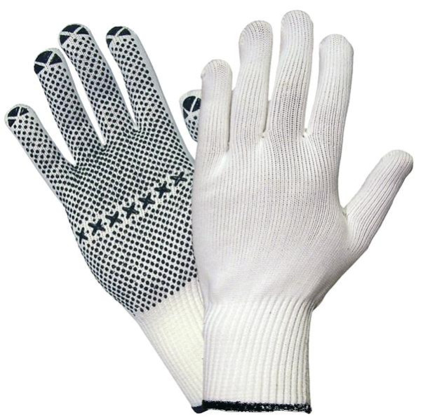 Hase Safety NAMUR, guanti di sicurezza a 5 impugnature, maglia di nylon/cotone con gommini, taglia: 6, PU: 12 paia, 507555-6