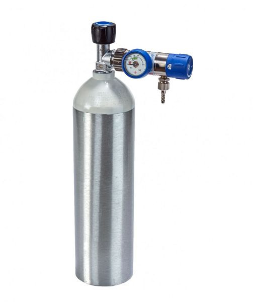 Set ossigeno completo MBS Medizintechnik - riduttore di pressione e bottiglia da 2 litri - bottiglia in alluminio, opzione O220alu