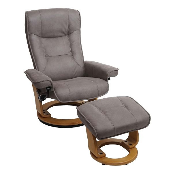 Mendler MCA sedia relax Hamilton, sgabello sedia TV, tessuto/tessuto capacità di carico 130 kg, grigio chiaro, marrone naturale, 75595