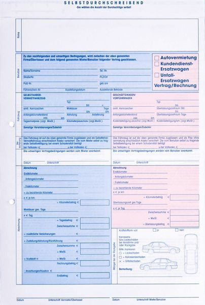 Modulo Eichner &quot;Contratto di noleggio e fattura per conducenti autonomi&quot;, UI: 25 pezzi, 9036-00163