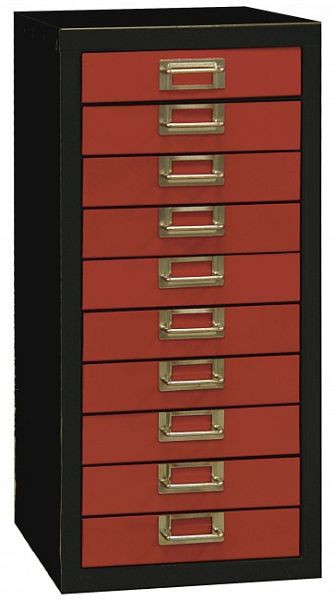 Cassettiera ADB 10, dimensioni complessive (L x P x H): 27 x 34,2 x 50 cm, colore corpo: grigio antracite (RAL 7016), colore cassetto: rosso fuoco (RAL 3000), 40310