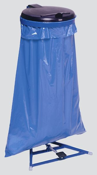 Supporto per sacco della spazzatura VAR con pedale, coperchio in plastica nero, blu genziana, 10205