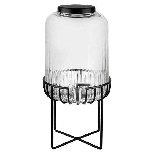 Distributore di bevande APS -URBAN-, Ø 22 x 45 cm, contenitore in vetro, rubinetto in acciaio inox, struttura in metallo, tappetino antiscivolo in silicone, 7 litri, 10451