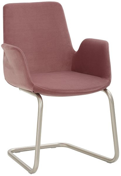 Poltrona Mayer Sitzmöbel myHELIOS, rivestimento sedile e schienale in velluto rosa antico, sedia cantilever verniciata a polvere nera, 2009_F4_30600