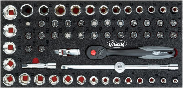 Set di chiavi a bussola VIGOR, numero di utensili: 61, V4973