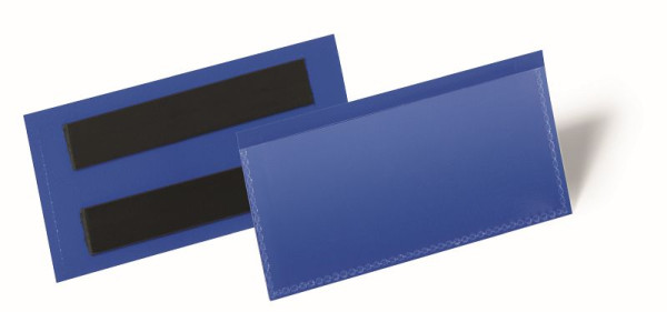 Tasca magnetica per etichette DURABLE 100x38mm, blu scuro, confezione da 50, 174107