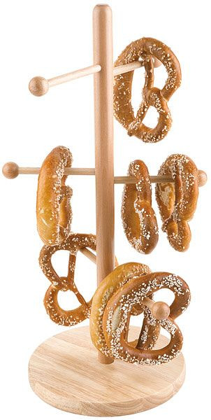 Supporto per pretzel o salsicce APS, Ø 28 cm, altezza: 50 cm, base Ø 22 cm, legno di faggio, laccato, versatile, 79553