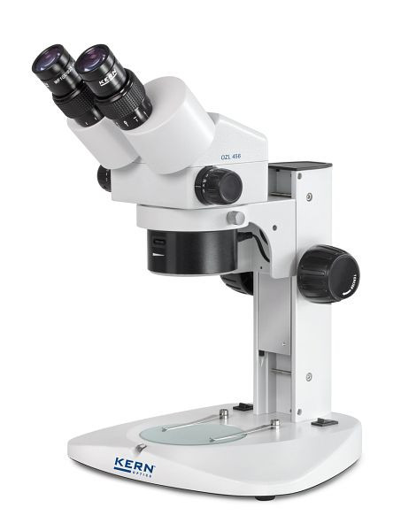 KERN Optics stereomicroscopio con zoom, Greenough 0,75 x - 5 x, binoculare, oculare HSWF 10 x / Ø 23 mm con antifungo, alimentatore per punto di osservazione alto, OZL 456