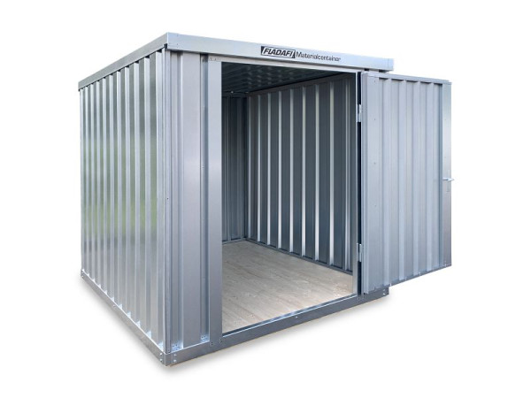 Container materiale FLADAFI MC 1200, zincato, assemblato, con pavimento in legno, 2.100 x 2.170 x 2.150 mm, porta ad un'anta sul lato di 2 m, F1220010112221111911