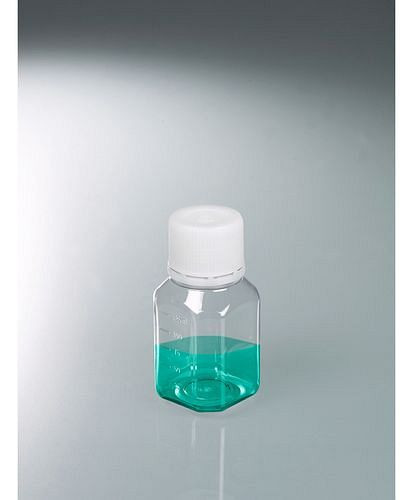 Bottiglie da laboratorio DENIOS in PET, sterili, cristalline, con graduazione, 125 ml, UI: 24 pezzi, 281-747
