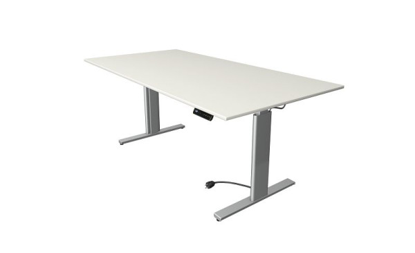 Kerkmann Move 3 tavolo sit/stand argento, L 2000 x P 1000 mm, regolabile elettricamente in altezza da 720-1200 mm, bianco, 10233510
