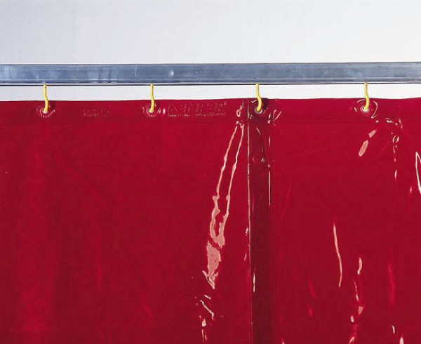 Tenda di protezione per saldatura ELMAG rossa, larghezza: 1300 x altezza: 2600x0,4 mm conforme alla norma prEN 1598/1994, 56254